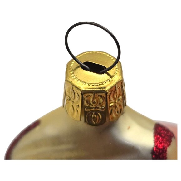 Vintage Tropical Fish Glass Ornament With Glitter Stripes 3" Hand Blown Painted - Picture 4 of 5